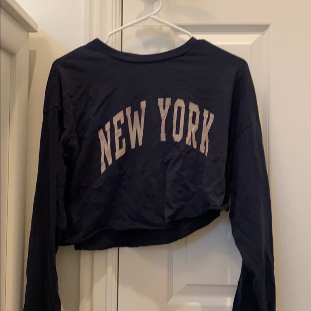 Cropped new York long sleeve- navy blue